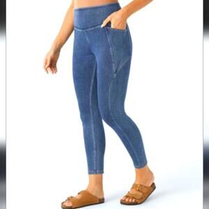 Halara Flex High Waisted Side Pockets Stretchy Knit Denim Casual 7/8 Leggings XL